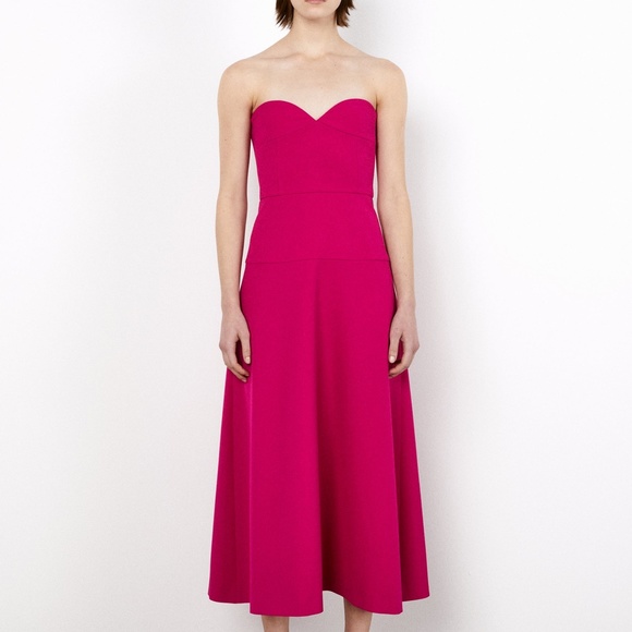 ZARA Corset Bustier Midi Dress Fuchsia BNWT - Picture 4 of 8